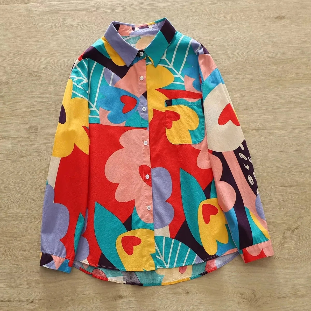 Fashion Women Printed Shirts Cotton Casual Blouses and Tops 2026 New Loose Style Exquisite Lady Long Sleeve Shirt Female Clothes
