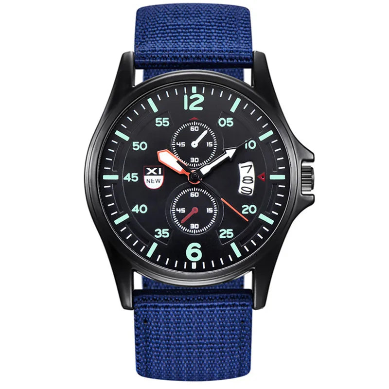 Men Cheap Watches Students Fashion Casual Nylon Band Simple Date Army Sports Quartz Wrist Watch Erkek Barato Saat Montre Homme