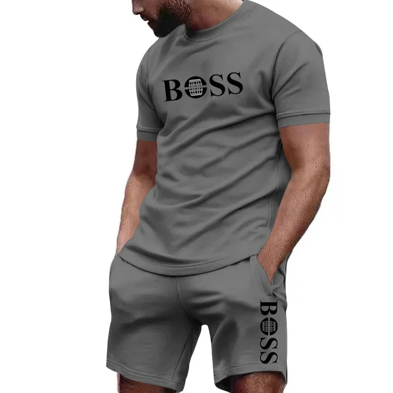 Men's two-piece sportswear short sleeved T-shirt and pants set running and fitness sportswear 2026 summer big discount