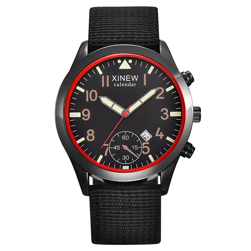 Men XINEW Brand Cheap Watches Students Fashion Nylon Band Military Sports Date Quartz Watch Erkek Barato Saat Montre Homme 2024
