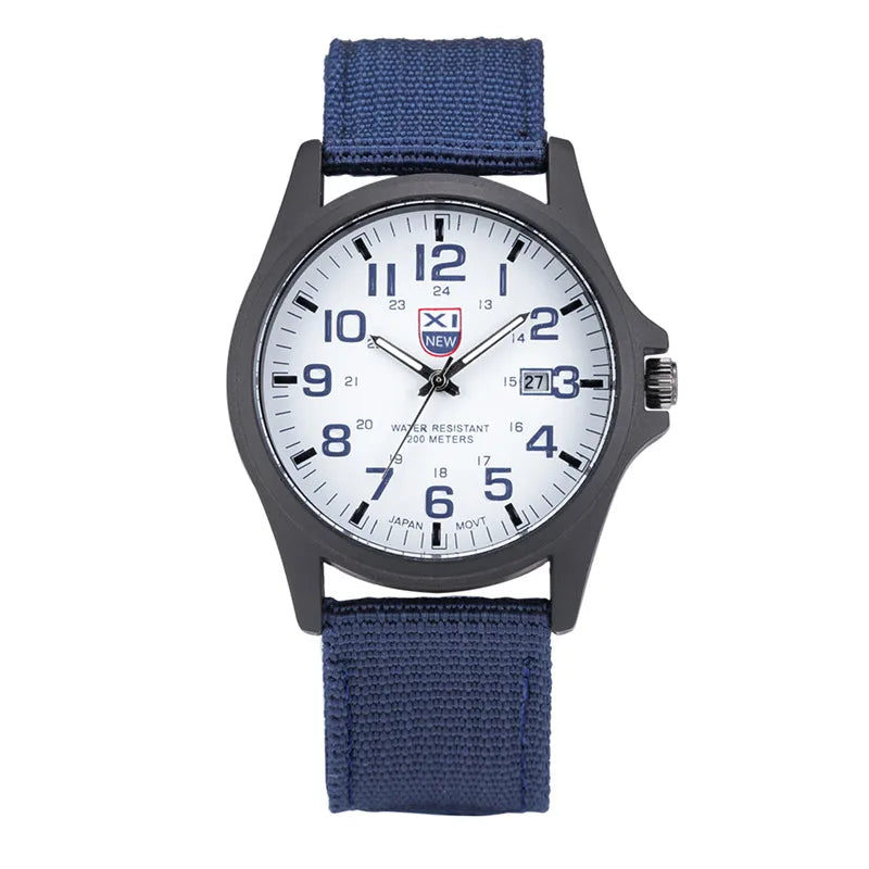Men XINEW Brand Watches Cheap Students Boys Fashion Nylon Band Simple Date Quartz Watch Black Erkek Barato Saat Montre Homme