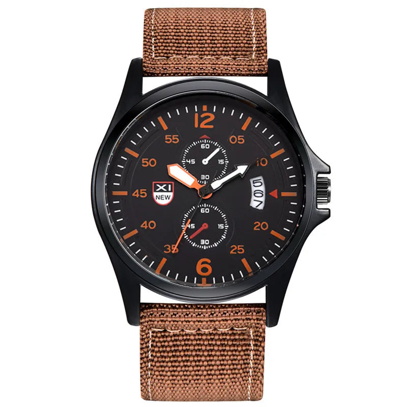 Men Cheap Watches Students Fashion Casual Nylon Band Simple Date Army Sports Quartz Wrist Watch Erkek Barato Saat Montre Homme