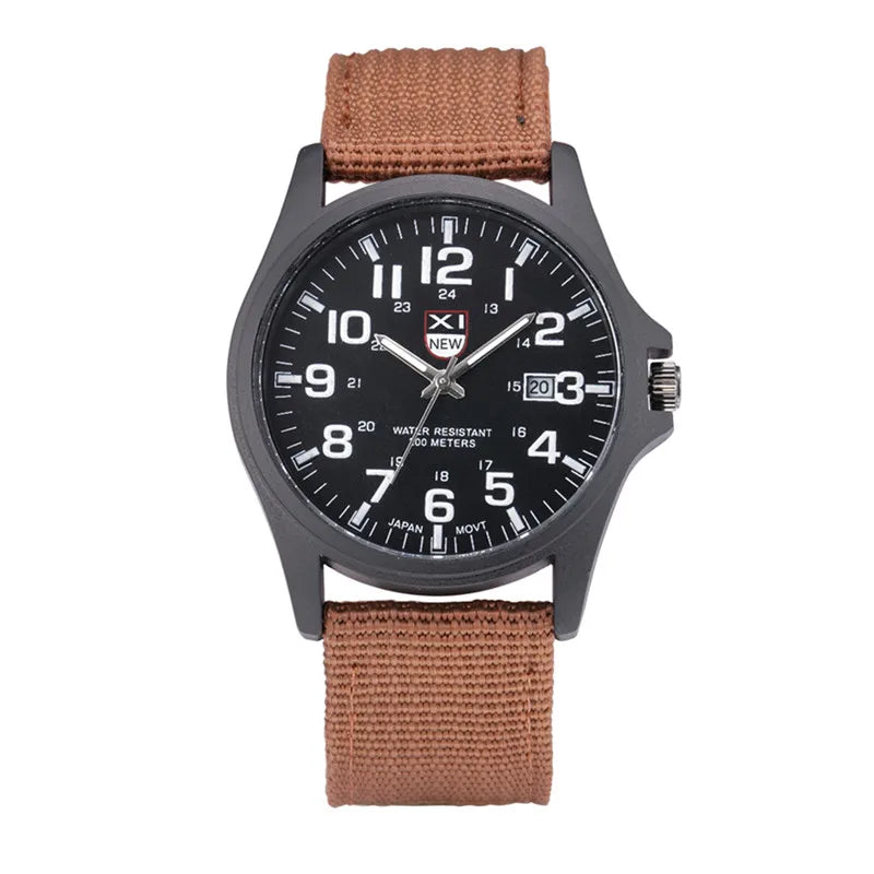 XINEW Brand Watches For Men Cheap Fashion Nylon Band Army Sports Date Quartz Clock Erkek Barato Saat Relogios Masculinos 2024
