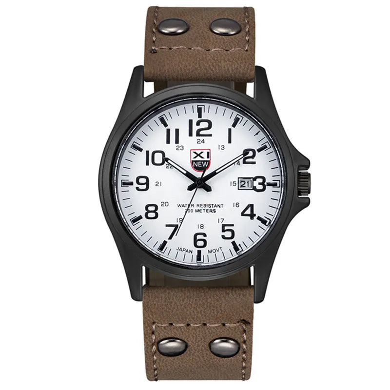 Men Cheap Watches Students Boys Fashion Leather Band Military Date Sports Quartz Wrist Watch Erkek Barato Saat Relogio Masculino