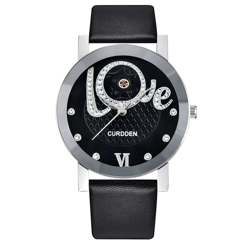 Men Cheap Brand Watches Students Girls Fashion Leather Band Simple Diamond Quartz Watch Black Erkek Barato Saat Montre Homme