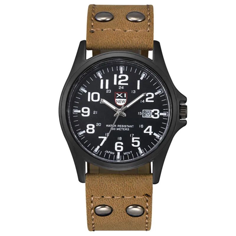 Men Cheap Watches Students Boys Fashion Leather Band Military Date Sports Quartz Wrist Watch Erkek Barato Saat Relogio Masculino