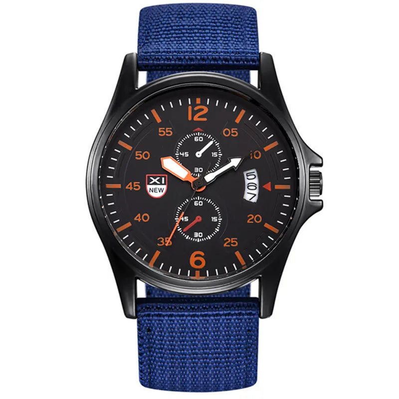 Men Cheap Watches Students Fashion Casual Nylon Band Simple Date Army Sports Quartz Wrist Watch Erkek Barato Saat Montre Homme