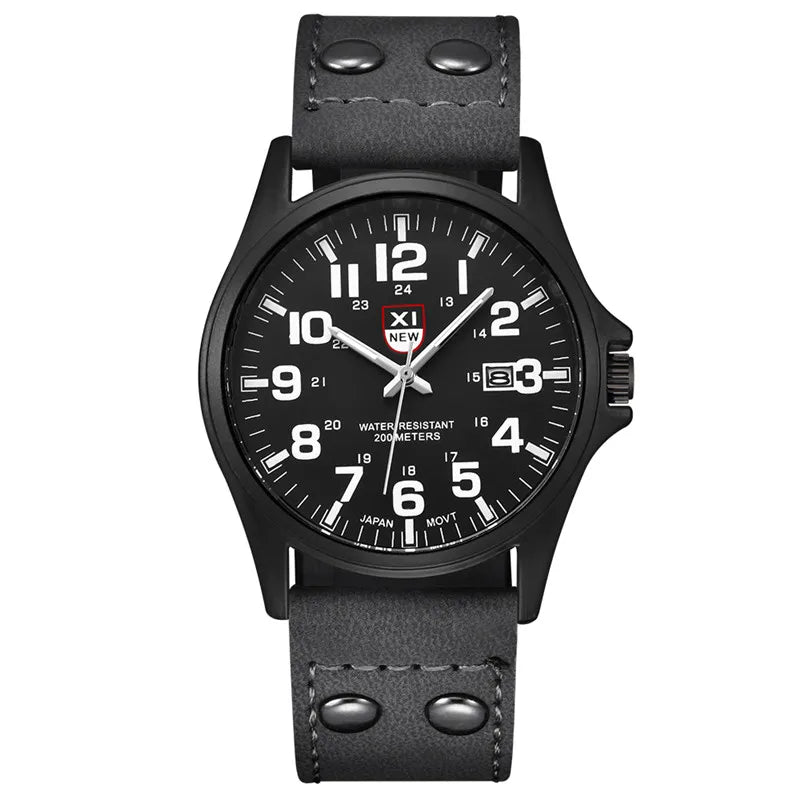 Men Cheap Watches Students Boys Fashion Leather Band Military Date Sports Quartz Wrist Watch Erkek Barato Saat Relogio Masculino