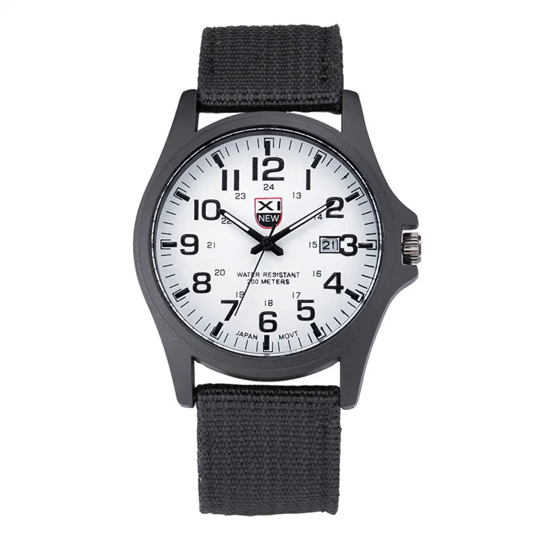 XINEW Brand Watches For Men Cheap Fashion Nylon Band Army Sports Date Quartz Clock Erkek Barato Saat Relogios Masculinos 2024