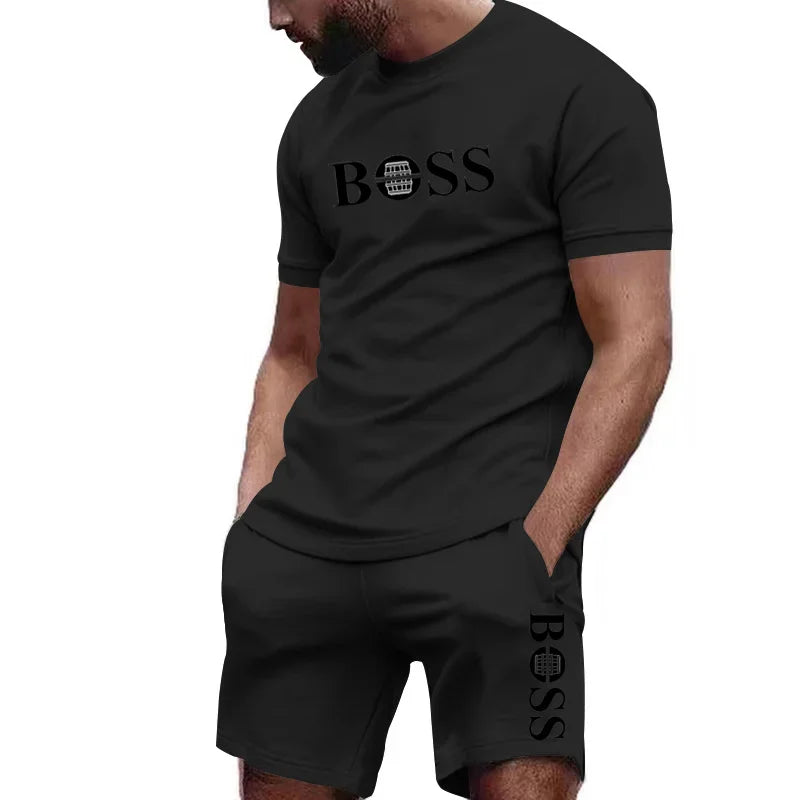 Men's two-piece sportswear short sleeved T-shirt and pants set running and fitness sportswear 2026 summer big discount