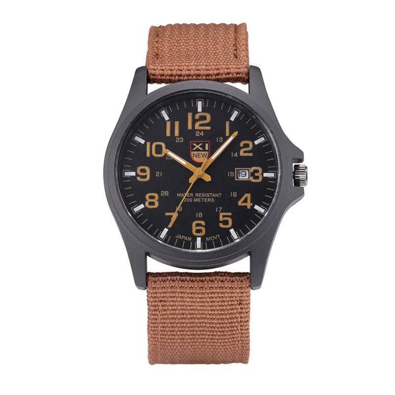 XINEW Brand Watches For Men Cheap Fashion Nylon Band Army Sports Date Quartz Clock Erkek Barato Saat Relogios Masculinos 2024
