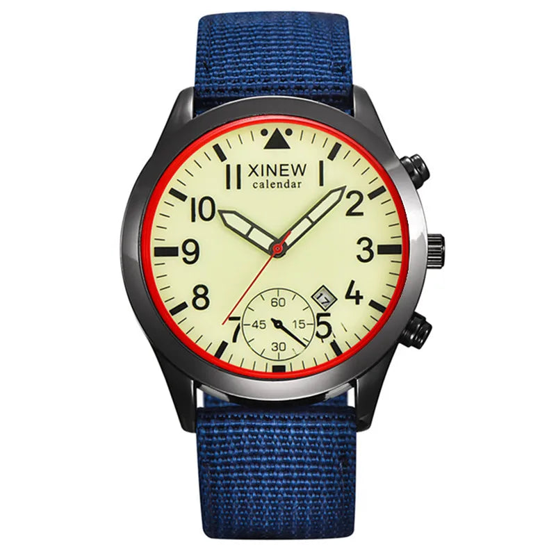 Men XINEW Brand Cheap Watches Students Fashion Nylon Band Military Sports Date Quartz Watch Erkek Barato Saat Montre Homme 2024