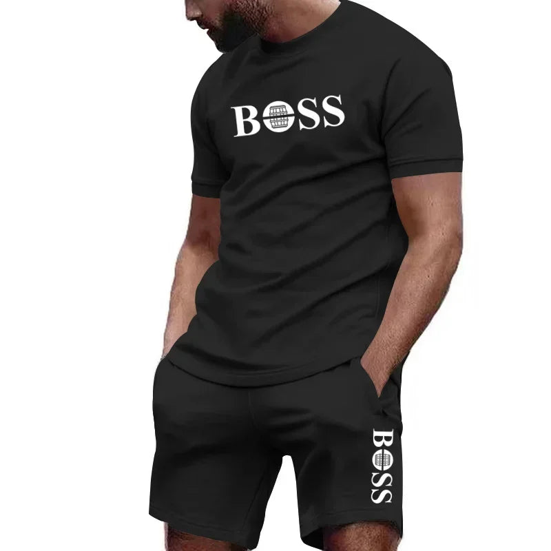 Men's two-piece sportswear short sleeved T-shirt and pants set running and fitness sportswear 2026 summer big discount
