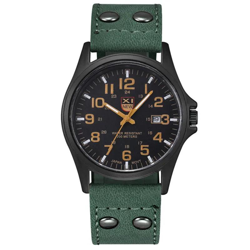 Men Cheap Watches Students Boys Fashion Leather Band Military Date Sports Quartz Wrist Watch Erkek Barato Saat Relogio Masculino