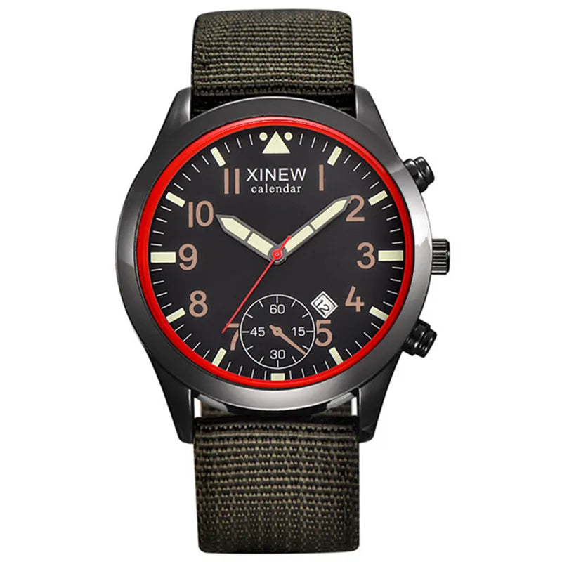 Men XINEW Brand Cheap Watches Students Fashion Nylon Band Military Sports Date Quartz Watch Erkek Barato Saat Montre Homme 2024