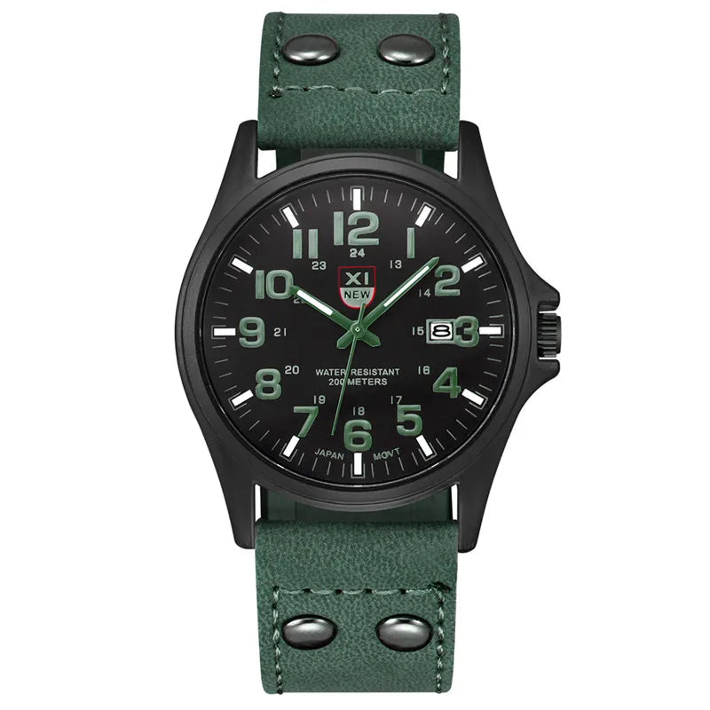 Men Cheap Watches Students Boys Fashion Leather Band Military Date Sports Quartz Wrist Watch Erkek Barato Saat Relogio Masculino