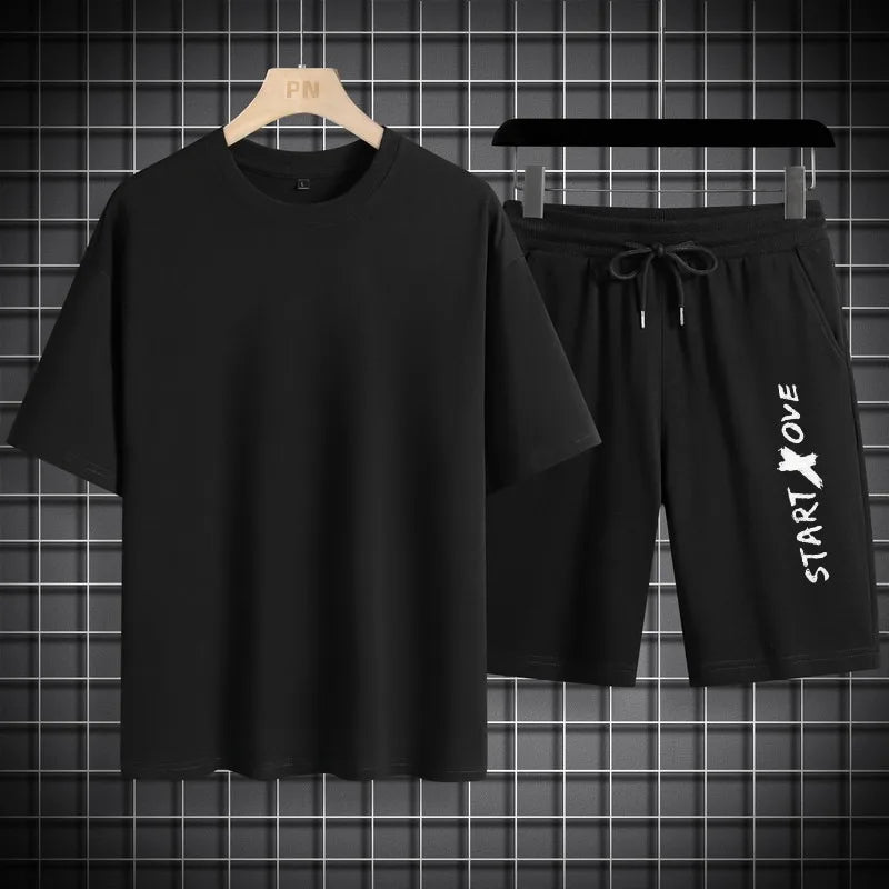 Men's Sets Breathable Men's Chandals Short Sleeve+ Shorts Outfit Football Fashion Polyester Men's Summer Clothing 2 Piece Set