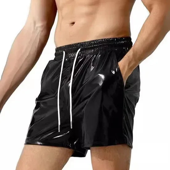 Shorts Pants Men Short Pant Lace Up High Elastic Waist Casual Pocket Loose Regular Splice Straight Trousers Autumn Winter