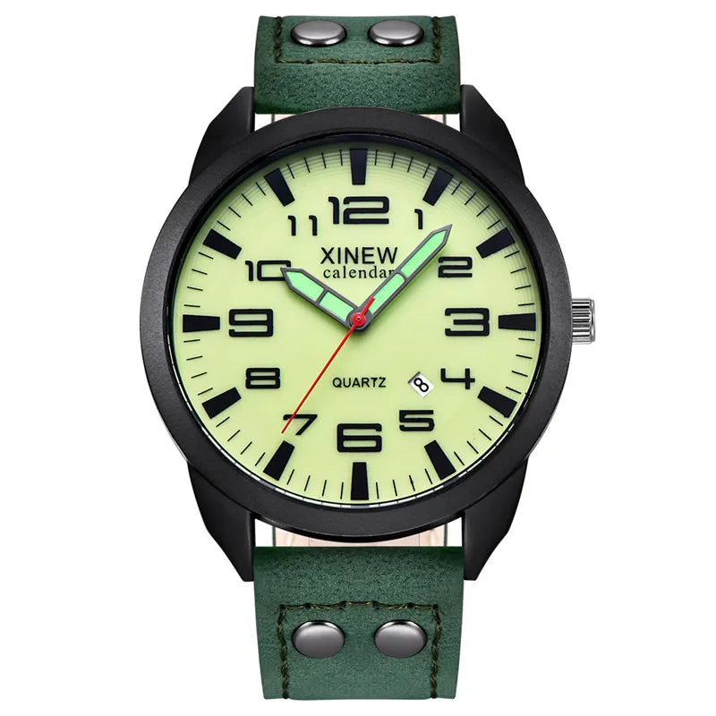 Original XINEW Brand Cheap Watches For Men Fashion Leather Band Military Sports Date Quartz Watch Erkek Barato Saat Montre Homme