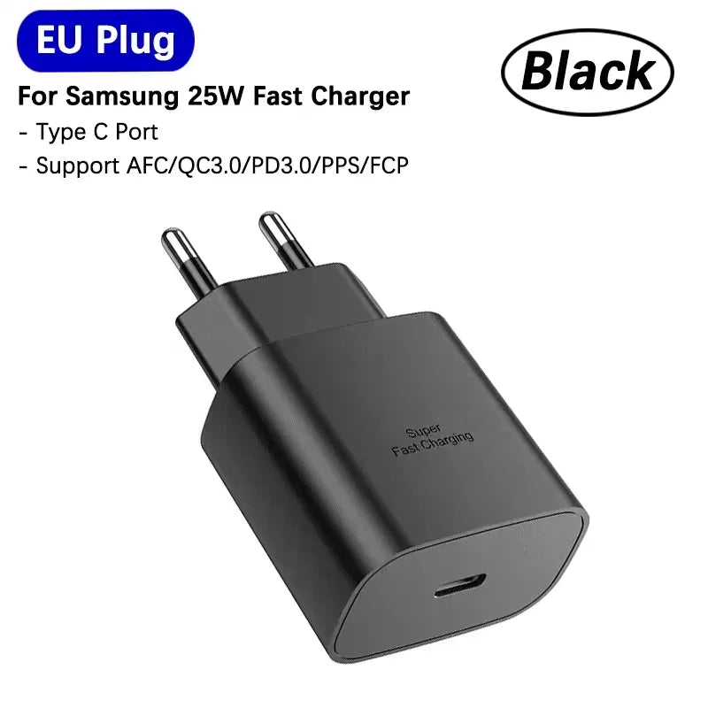Samsung 25W Super Fast Charger Usb Type C Cargador Adapter For Galaxy S25 S24 FE S23 S22 S21 A17 A07 A55 Z Flip7 Fold6 5 M17 M07