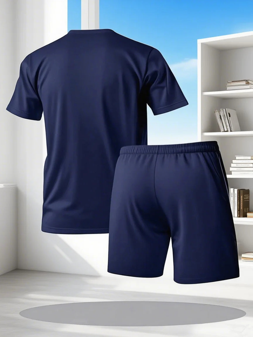 Men's Summer Breathable Sportswear Short Sleeve Shorts Set Lightweight Comfortable Sport Style Made in China