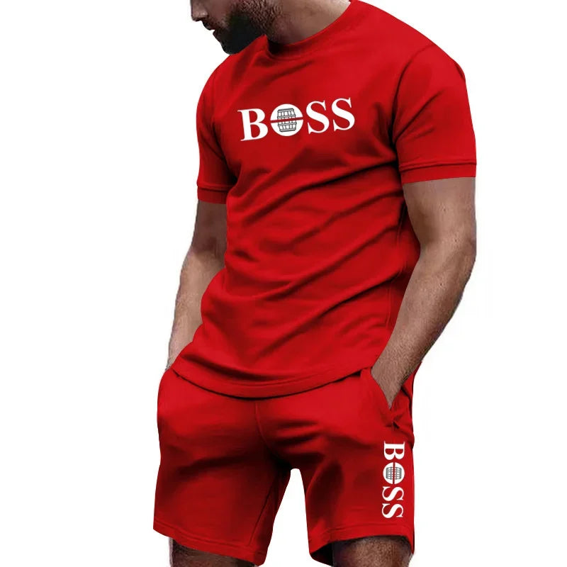 Men's two-piece sportswear short sleeved T-shirt and pants set running and fitness sportswear 2026 summer big discount
