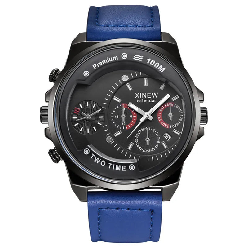 Relogio Masculino Men XINEW Brand Watches Fashion Leather Band Date Quartz Watch Erkek Barato Saat Montre Homme Reloj Hombre