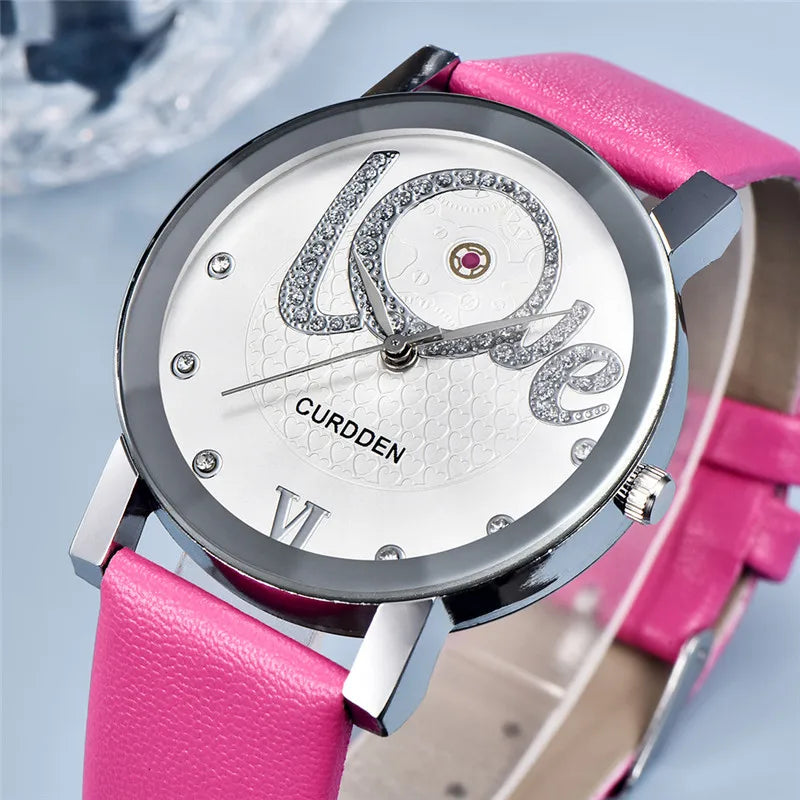 Men Cheap Brand Watches Students Girls Fashion Leather Band Simple Diamond Quartz Watch Black Erkek Barato Saat Montre Homme