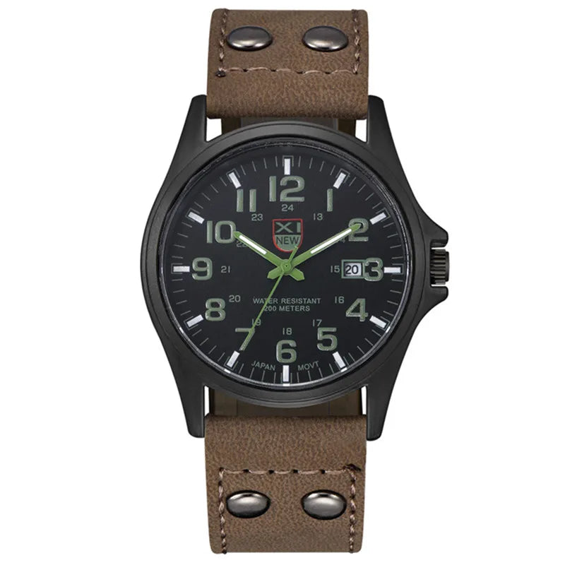 Men Cheap Watches Students Boys Fashion Leather Band Military Date Sports Quartz Wrist Watch Erkek Barato Saat Relogio Masculino