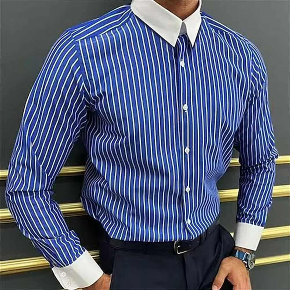 Fashion 2025 Men's Shirt Long Sleeve Striped Print Tops Men's Social Luxury Men's Wear Hawaiian Elegant Classic Fashion S-6XL