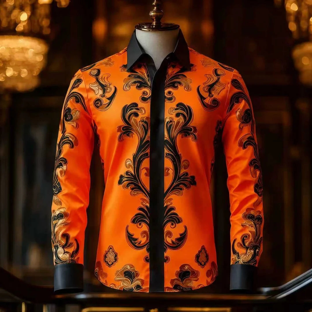 Disfraz de Halloween con desplazamiento geométrico retro para hombre, camisa de manga larga con botones, camisa de vestir infor