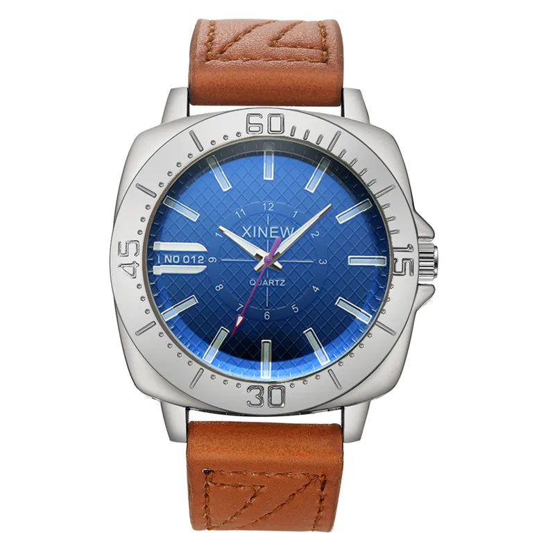 XINEW Brand Watches For Men Cheap Fashion Leather Band Simple Sports Gifts Quartz Watch Erkek Barato Saat Relogio Masculino 2024