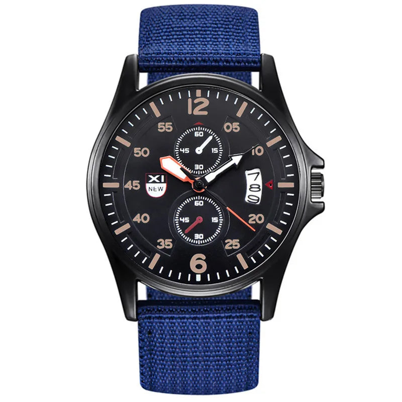 Men Cheap Watches Students Fashion Casual Nylon Band Simple Date Army Sports Quartz Wrist Watch Erkek Barato Saat Montre Homme