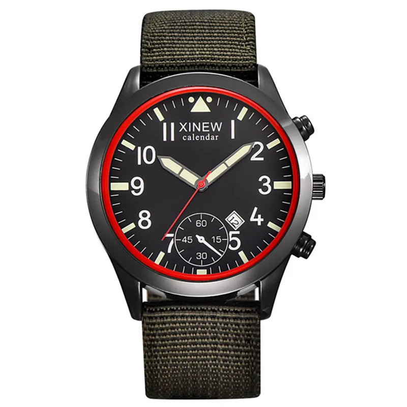 Men XINEW Brand Cheap Watches Students Fashion Nylon Band Military Sports Date Quartz Watch Erkek Barato Saat Montre Homme 2024