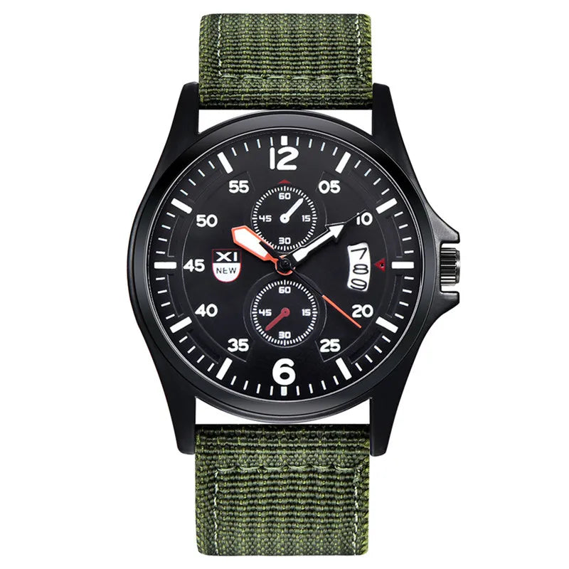 Men Cheap Watches Students Fashion Casual Nylon Band Simple Date Army Sports Quartz Wrist Watch Erkek Barato Saat Montre Homme