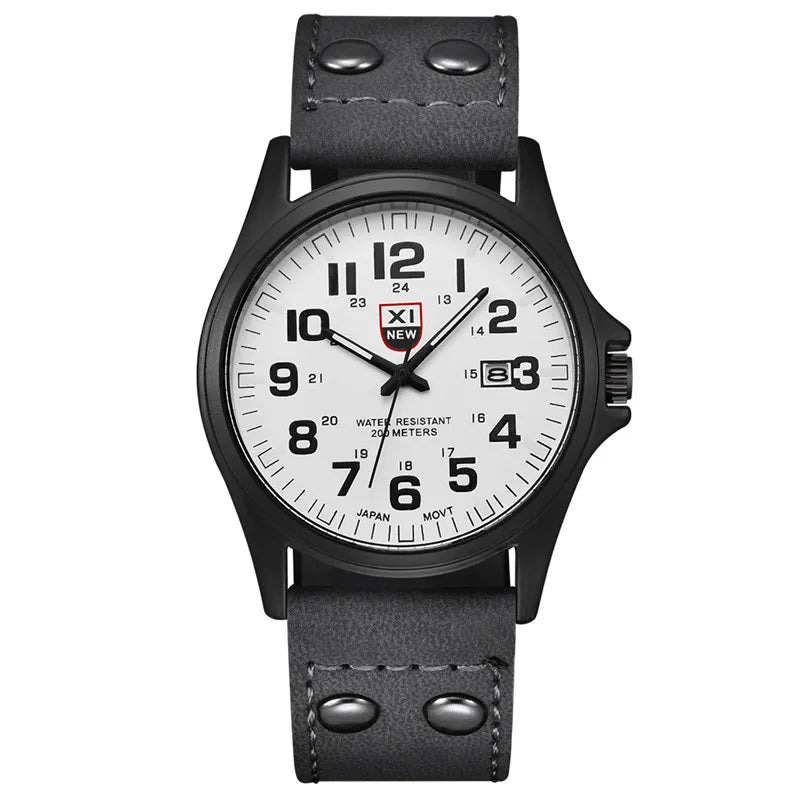 Men Cheap Watches Students Boys Fashion Leather Band Military Date Sports Quartz Wrist Watch Erkek Barato Saat Relogio Masculino
