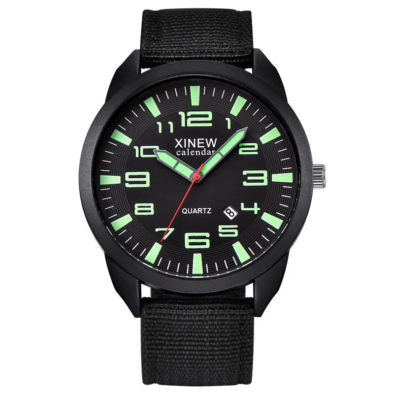 1pc / lot Men Genuine XINEW Brand Cheap Watches Fashion Simple Nylon Band Date Army Quartz Watch Erkek Barato Saat Reloj Hombre