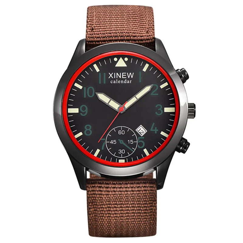 Men XINEW Brand Cheap Watches Students Fashion Nylon Band Military Sports Date Quartz Watch Erkek Barato Saat Montre Homme 2024