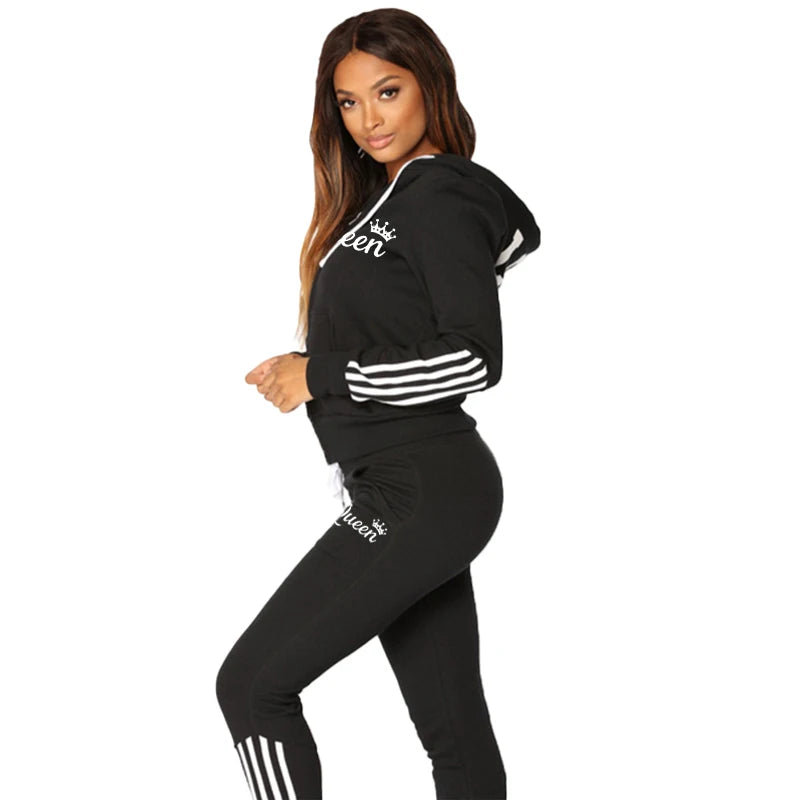 Fashion Casual Sweatsuits for Women Two Pice Set Tracksuit Jogging Suit Zipper Long Hoodies Running Sportswear High Street Pant