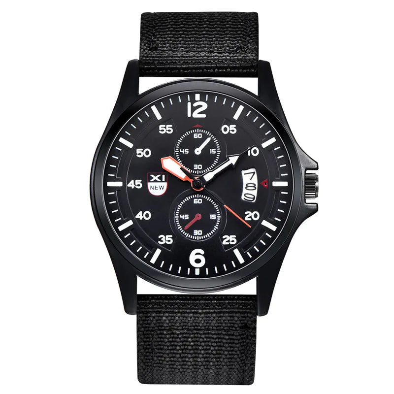 Men Cheap Watches Students Fashion Casual Nylon Band Simple Date Army Sports Quartz Wrist Watch Erkek Barato Saat Montre Homme