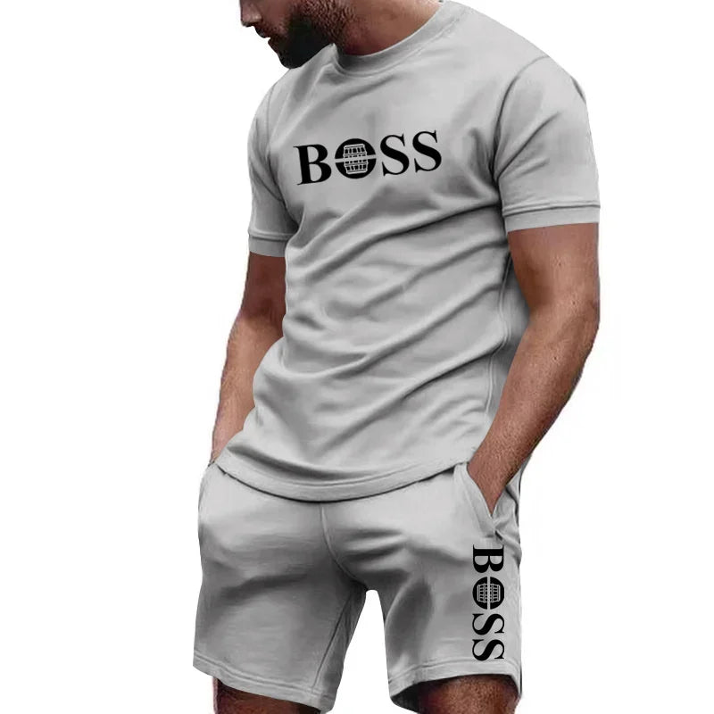 Men's two-piece sportswear short sleeved T-shirt and pants set running and fitness sportswear 2026 summer big discount