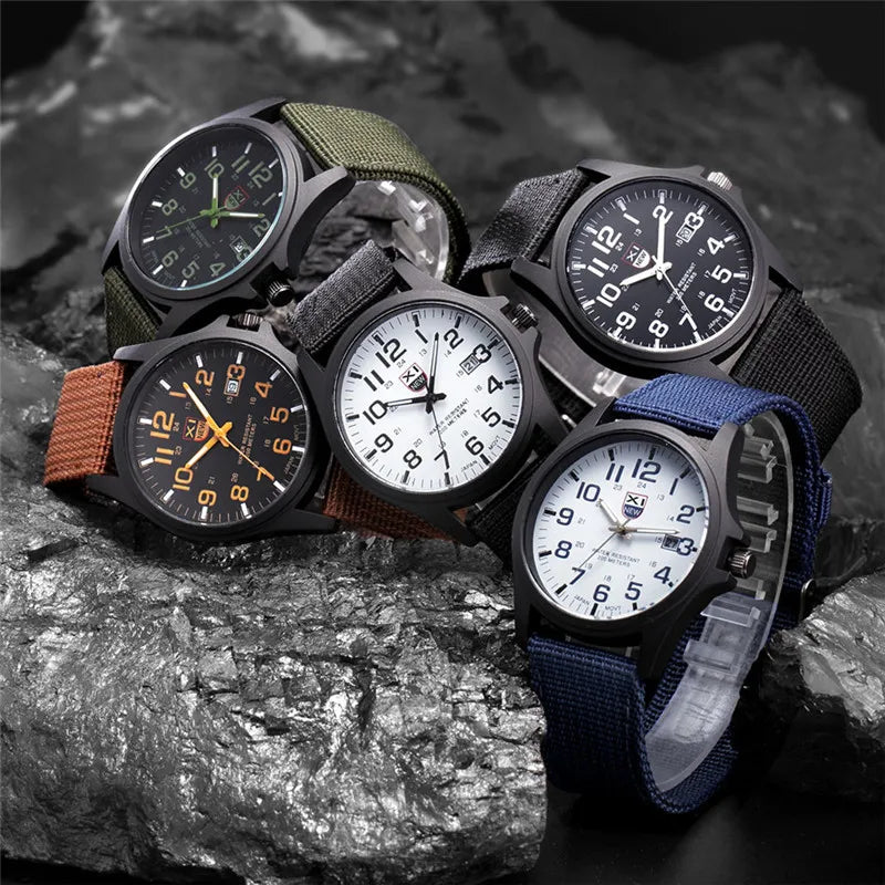 Men XINEW Brand Watches Cheap Students Boys Fashion Nylon Band Simple Date Quartz Watch Black Erkek Barato Saat Montre Homme