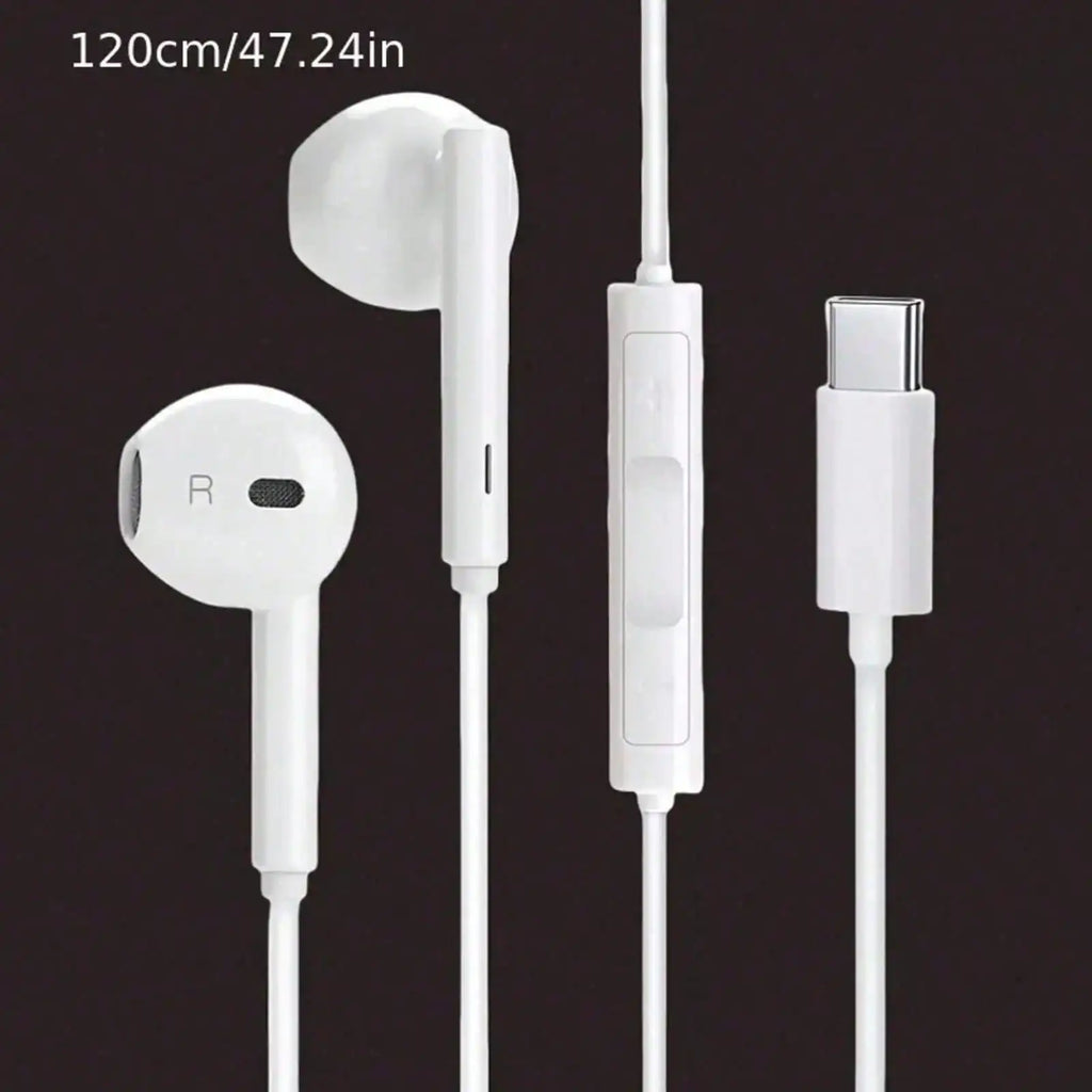Type-C Wired In-Ear Earphones With Mic And Volume Control HiFi Stereo For IPhone 16/15,23/S22/S21/Ultra Note 10/20