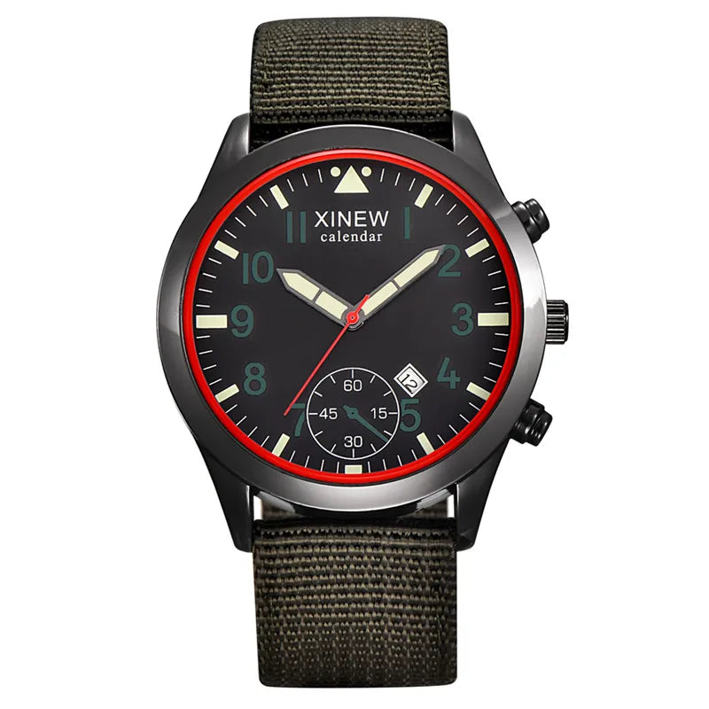 Men XINEW Brand Cheap Watches Students Fashion Nylon Band Military Sports Date Quartz Watch Erkek Barato Saat Montre Homme 2024