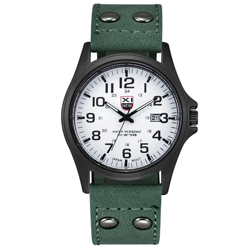 Men Cheap Watches Students Boys Fashion Leather Band Military Date Sports Quartz Wrist Watch Erkek Barato Saat Relogio Masculino