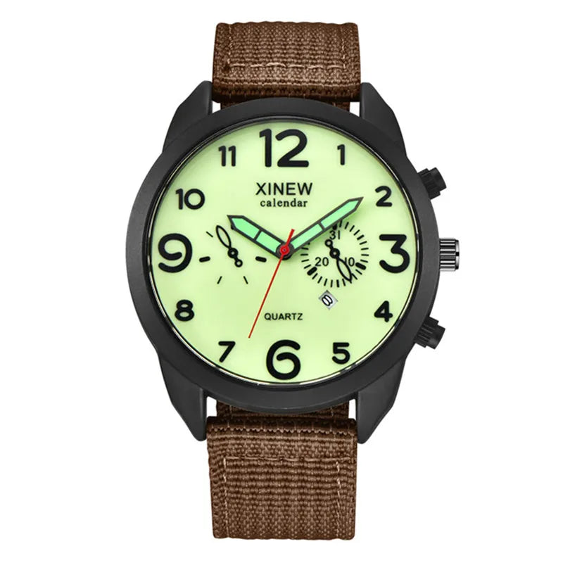 Men Genuine XINEW Brand Cheap Watches Casual Nylon Band Army Sports Date Quartz Watch Black Erkek Barato Saat Montre Homme 2024