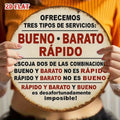 2D Flat Round Aluminum Sign Measuring, Featuring a Vintage Aluminum Plaque Related to 'BUENO BARATO RAPIDO',