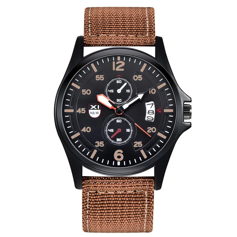 Men Cheap Watches Students Fashion Casual Nylon Band Simple Date Army Sports Quartz Wrist Watch Erkek Barato Saat Montre Homme