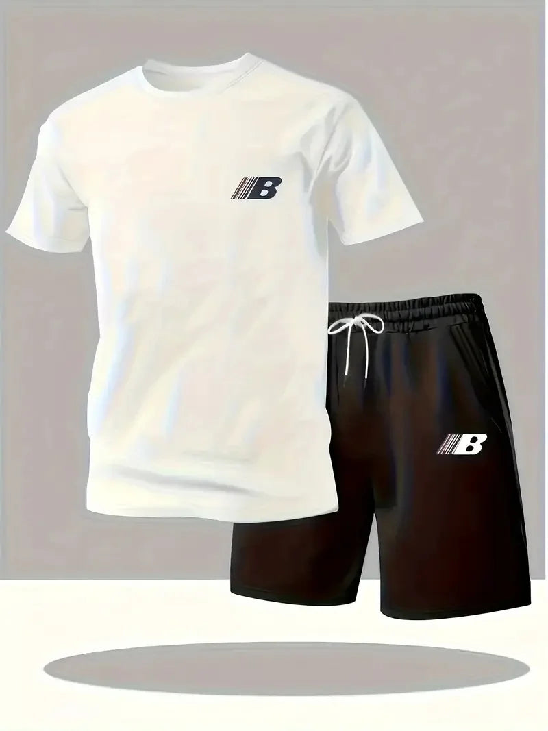 Men's Summer Breathable Sportswear Short Sleeve Shorts Set Lightweight Comfortable Sport Style Made in China