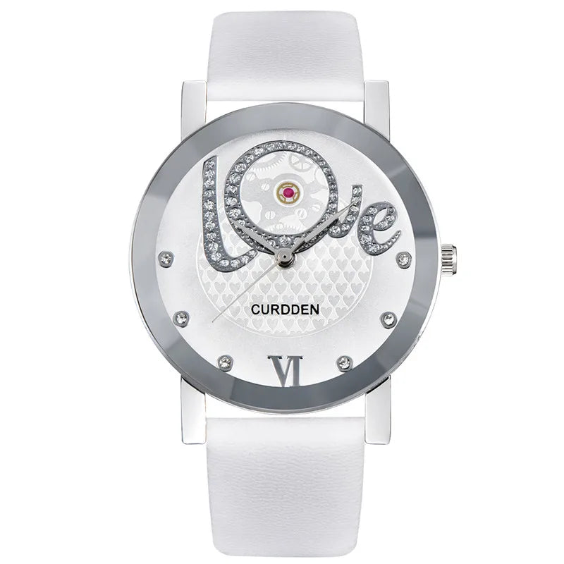 Men Cheap Brand Watches Students Girls Fashion Leather Band Simple Diamond Quartz Watch Black Erkek Barato Saat Montre Homme